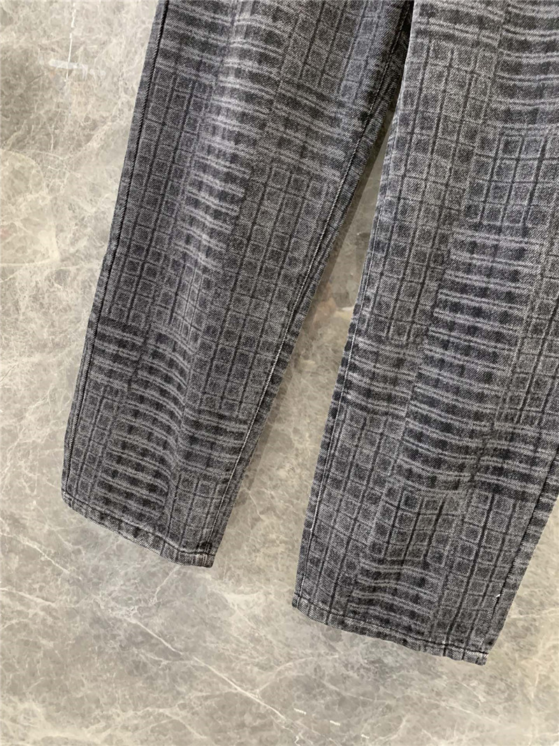 Ch**el black and grey check denim jeans replica clothes
