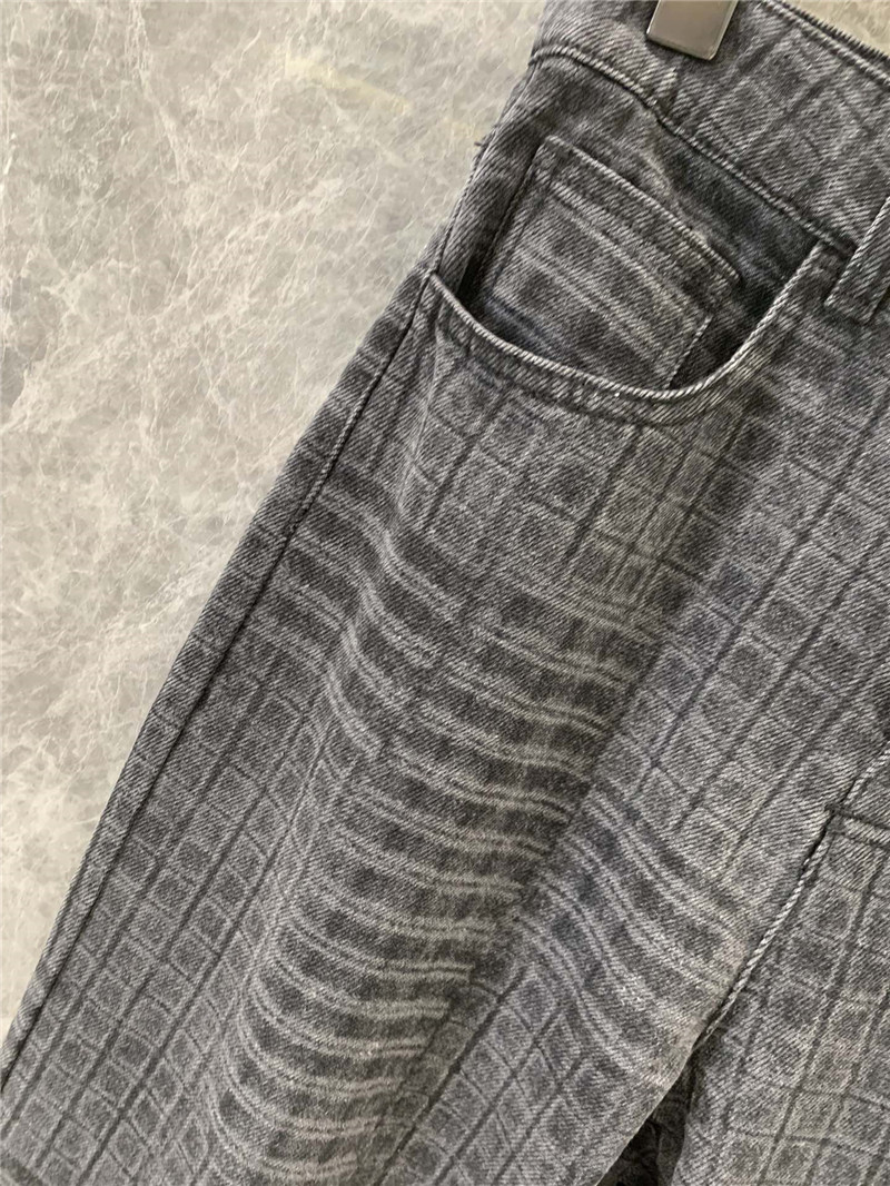 Ch**el black and grey check denim jeans replica clothes