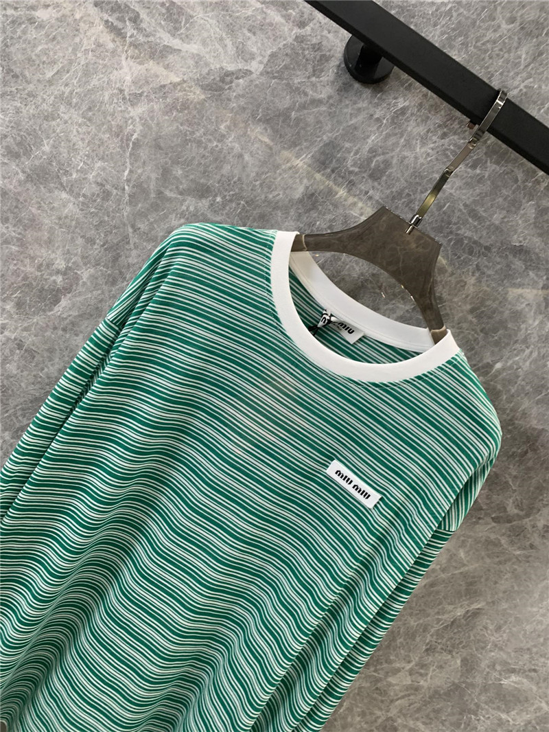 M1um1u micro logo striped round neck long sleeve replicas clothes