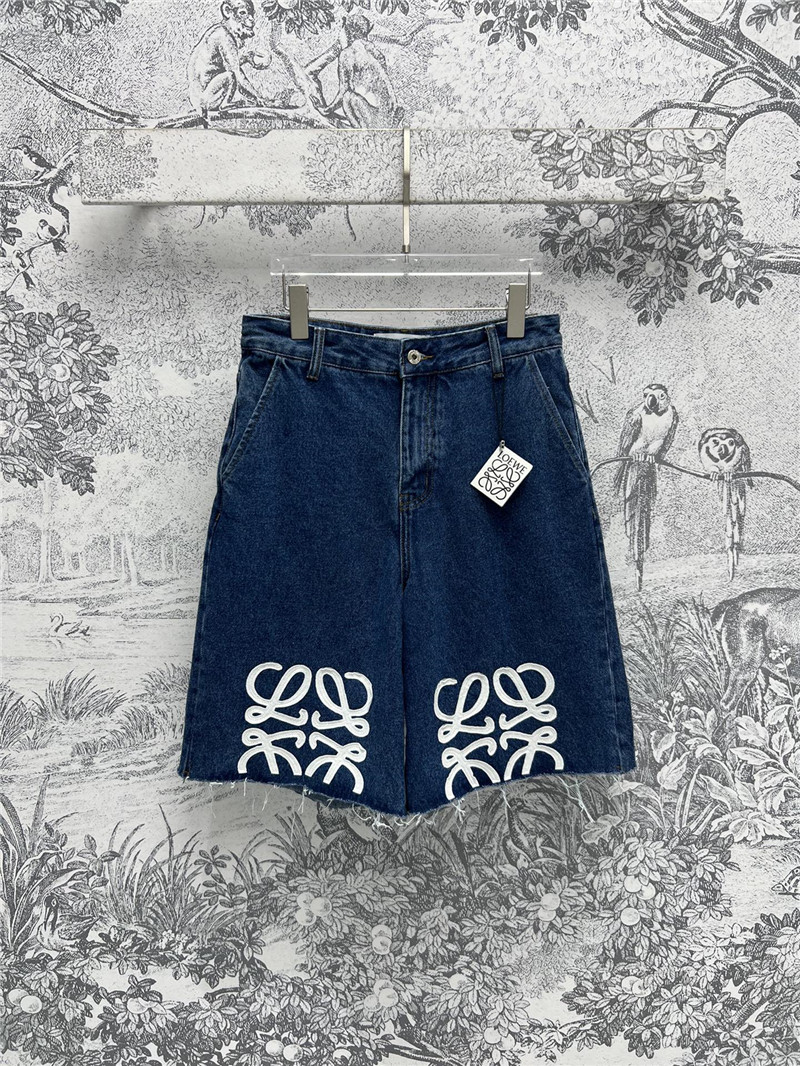 L0ew* logo embroidered denim shorts replica d&g clothing