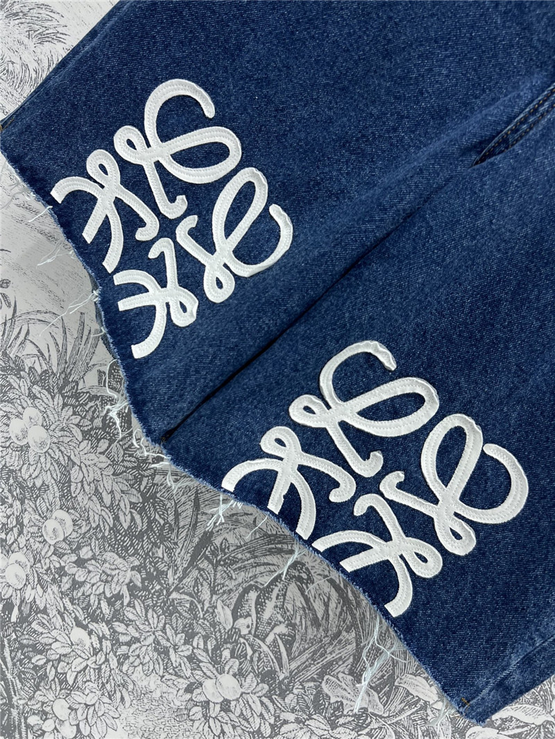 L0ew* logo embroidered denim shorts replica d&g clothing
