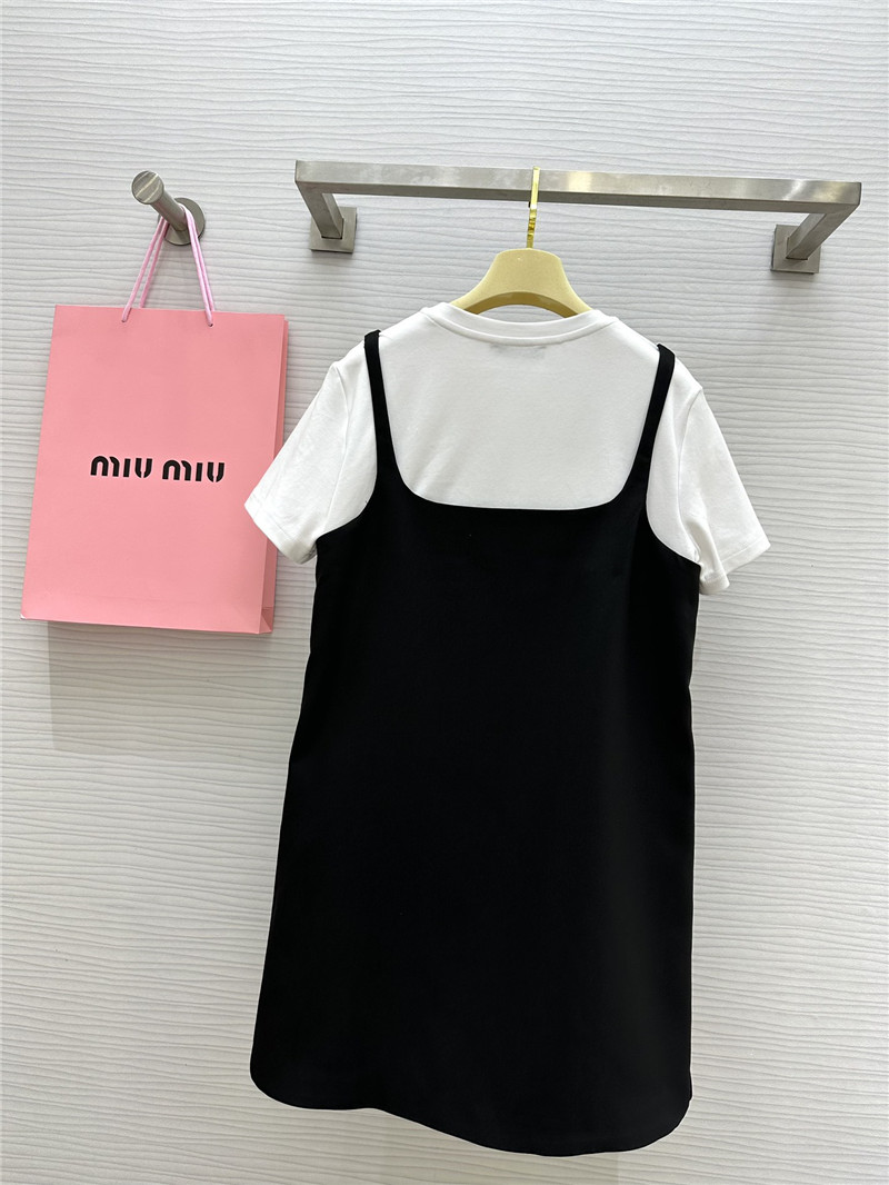 M1um1u fake two piece stitching design dress replica designer clothes