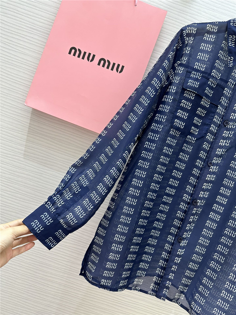 M1um1u logo lettering print sun protection shirt replica clothing
