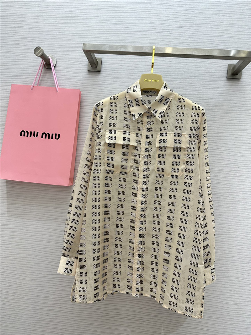 M1um1u logo lettering print sun protection shirt replica clothing
