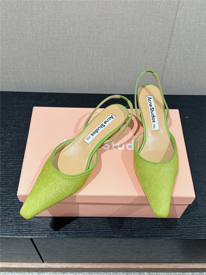Acne Studios Green Suede Slingback Shoes