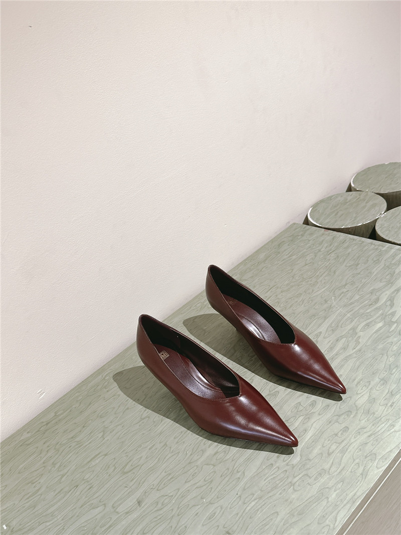Totême Wedge-Heel Abrasivato Pumps in Burgundy