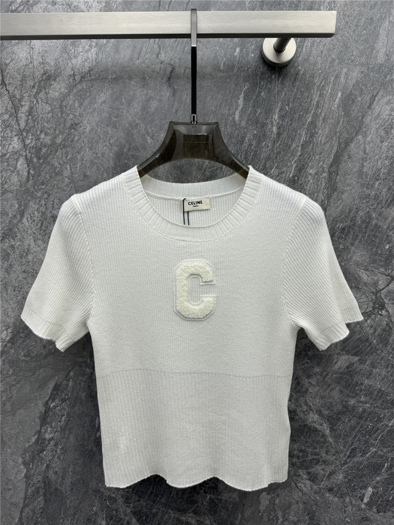 Ce1i*e embroidered knitted short-sleeved top replica d&g clothing