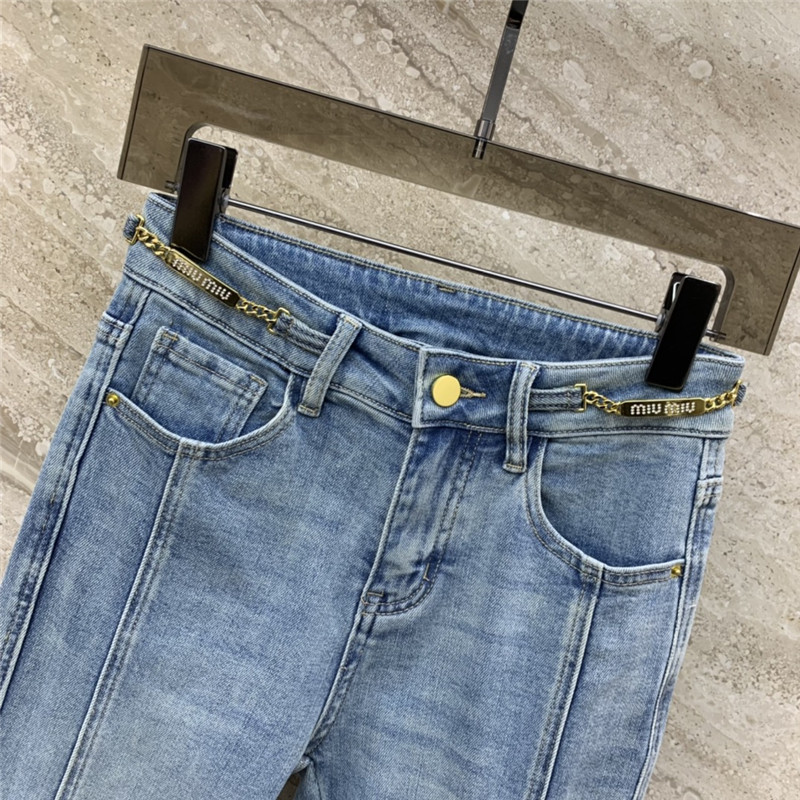 M1um1u chain-decorated bootcut jeans replicas clothes