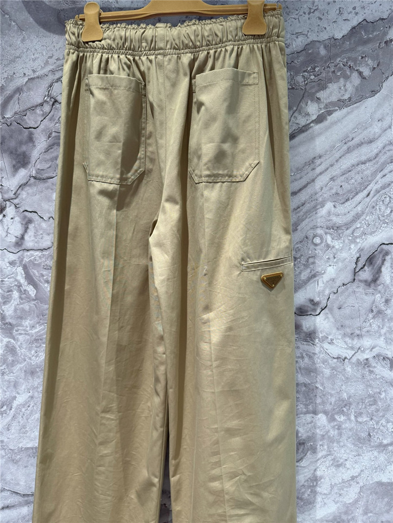 Pra*a khaki elastic waist trousers cheap replica designer clothes