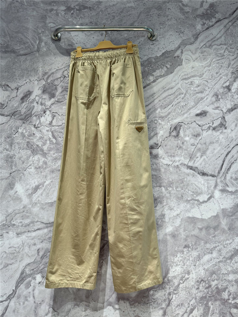 Pra*a khaki elastic waist trousers cheap replica designer clothes
