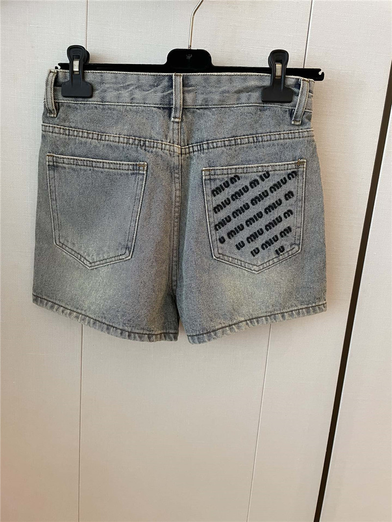 M1um1u letter embroidered denim shorts replica d&g clothing