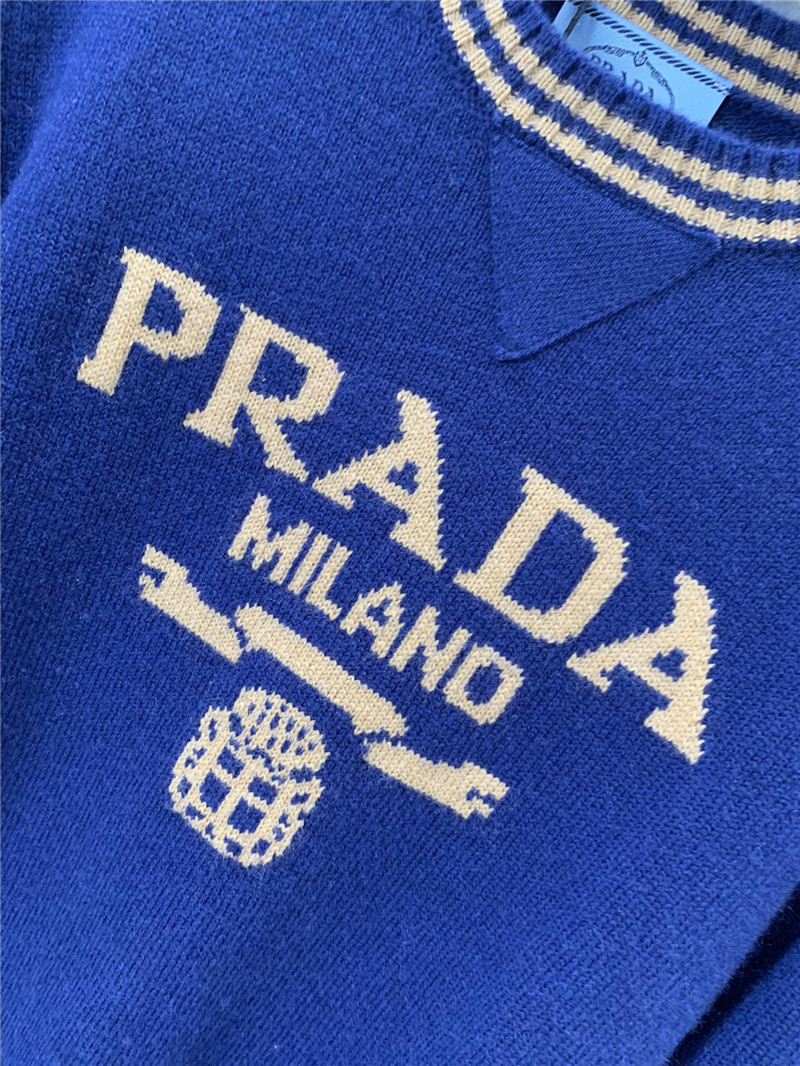 Pra*a knitted round neck pullover sweater replicas clothes