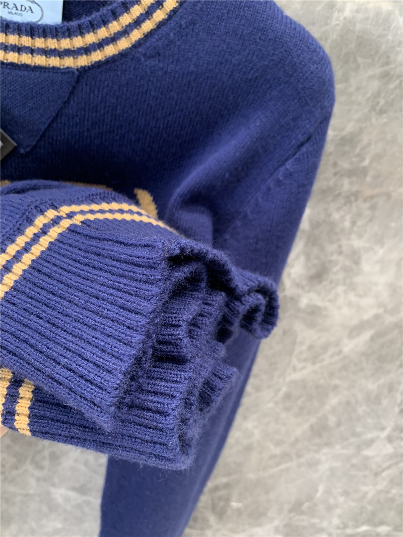 Pra*a knitted round neck pullover sweater replicas clothes