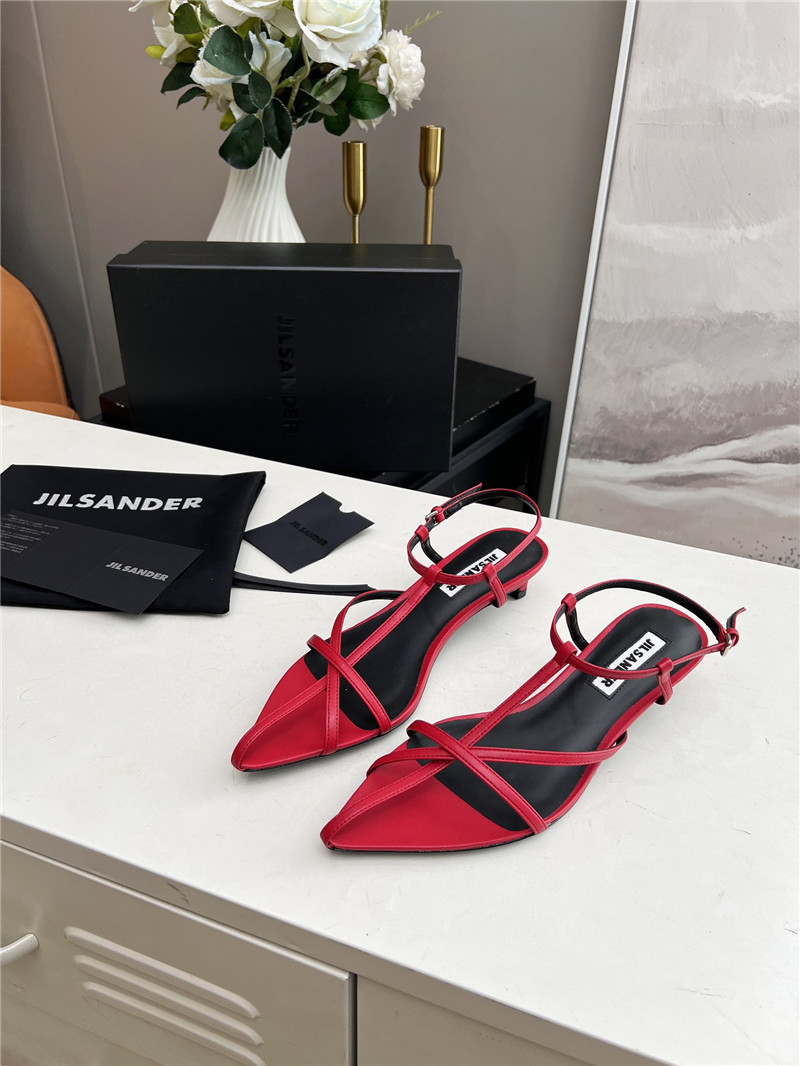 Jil Sander High Sandals in Red & Black Leather