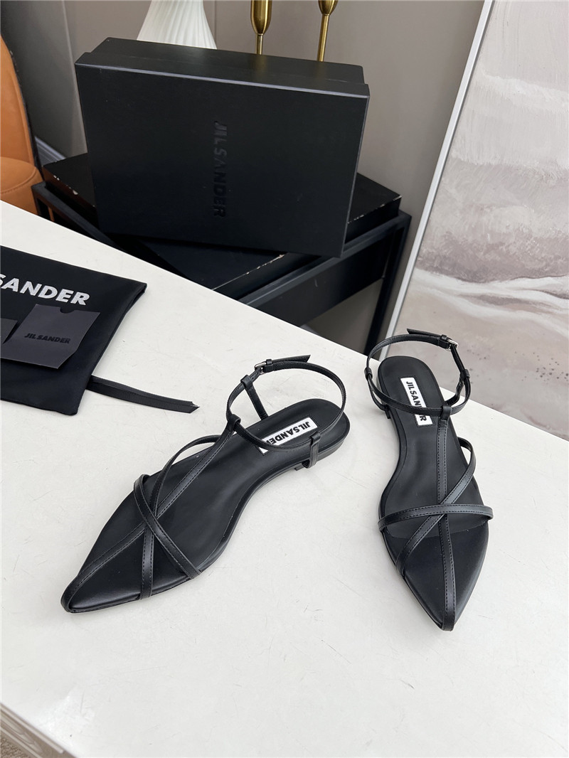 Jil Sander Black Calfskin Pointed Flat Sandals