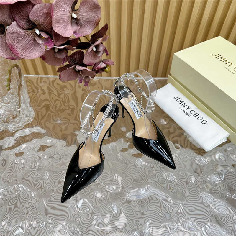 J1m*y Ch00 saeda 100 pumps with crystals in black leather