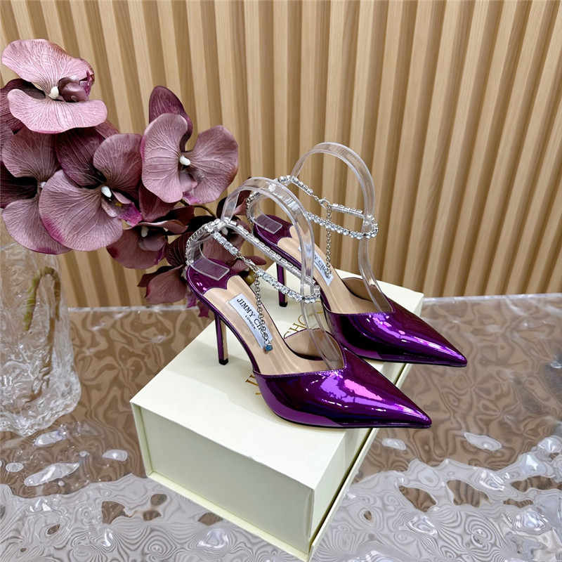 J1m*y Ch00 saeda 100 pumps with crystal in purple leather