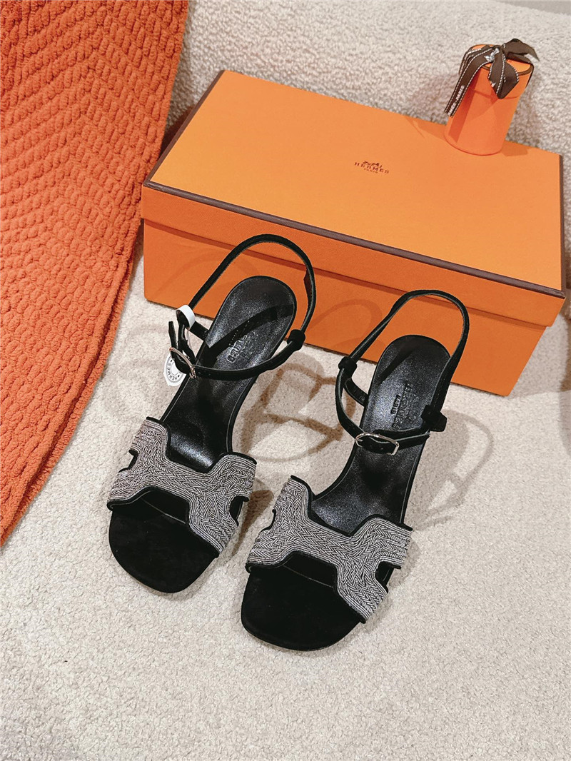 H**me5 holy 105 sandals in black suede goatskin