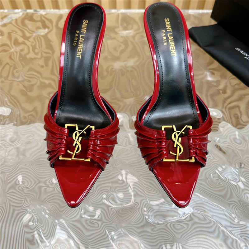 Sa1nt Lau*nt babylone mules in burgundy patent leather
