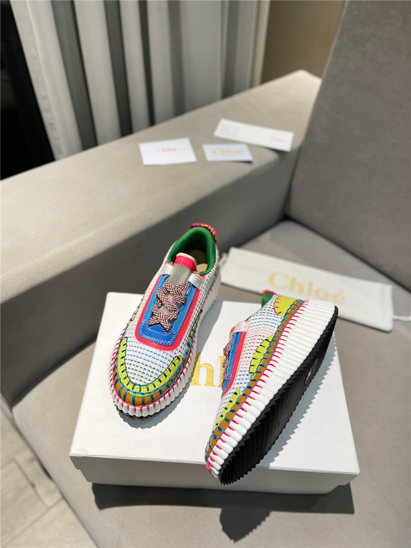 Chloé Lace-Up Rainbow Sneakers Green