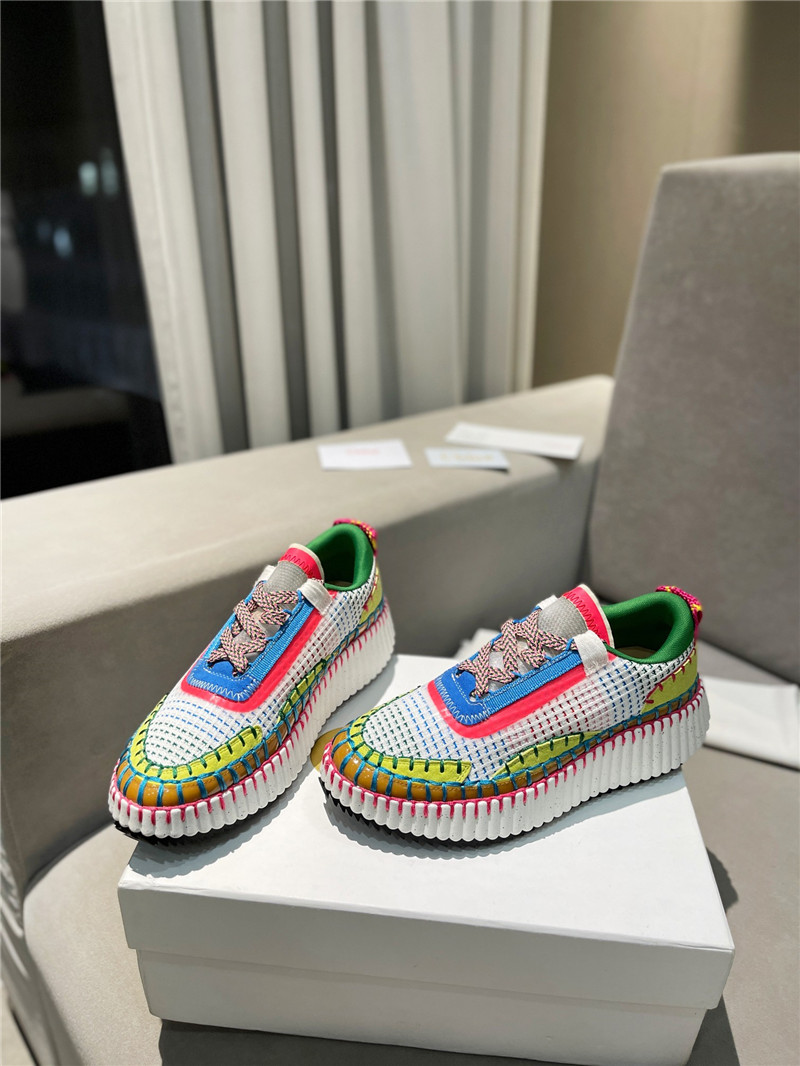 Chloé Lace-Up Rainbow Sneakers Green