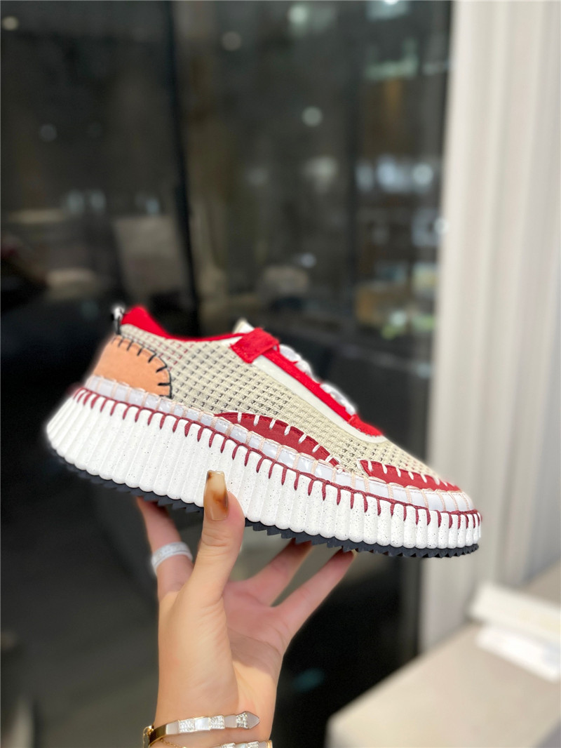 Chloé Lace-Up Rainbow Sneakers Red