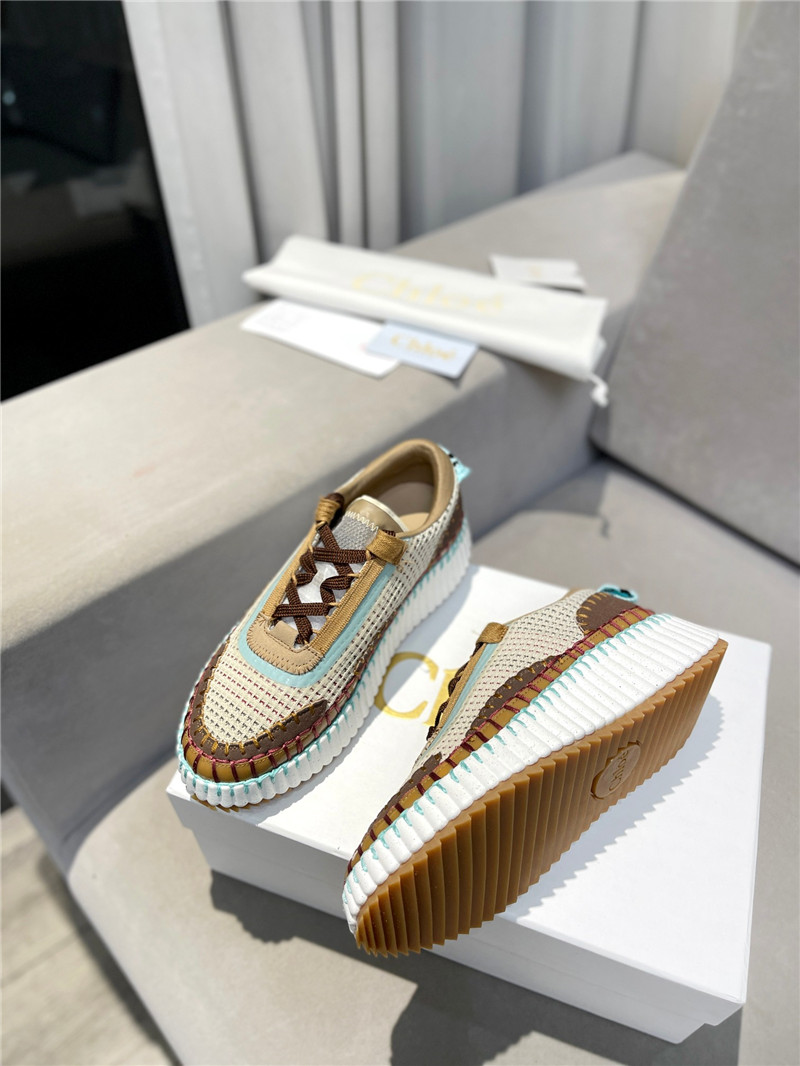 Chloé Lace-Up Rainbow Sneakers Brown