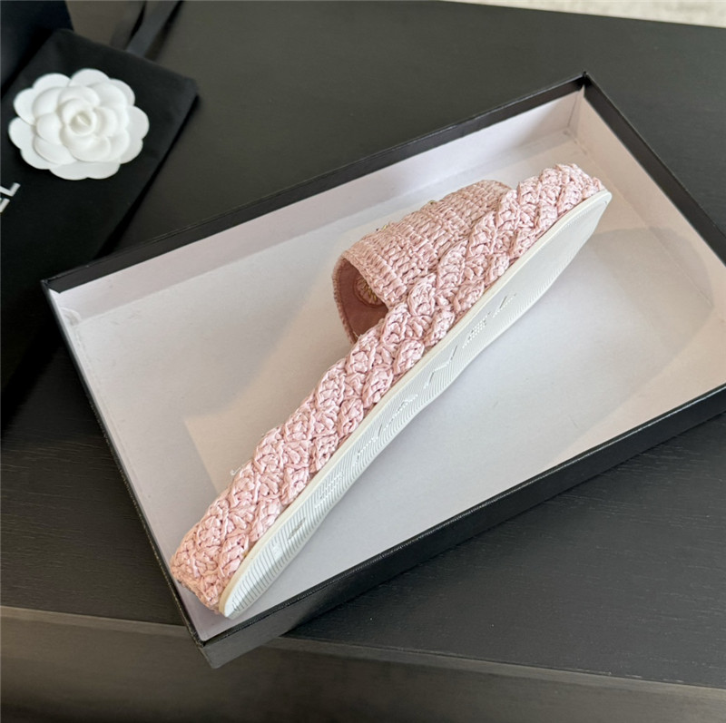 Ch**el crochet slide sandals in pink