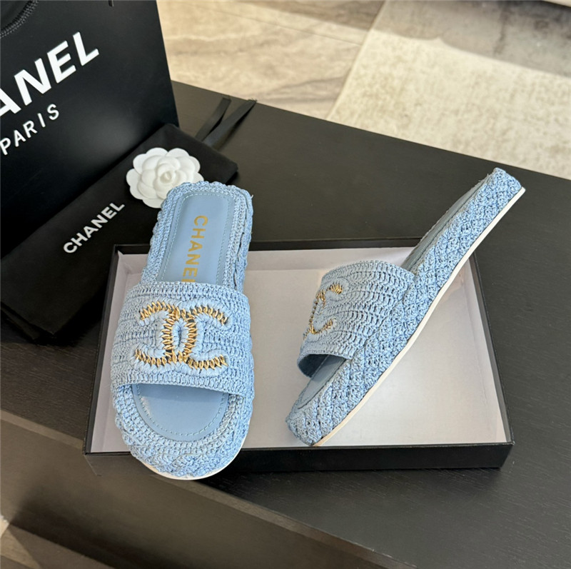 Ch**el crochet slide sandals in blue