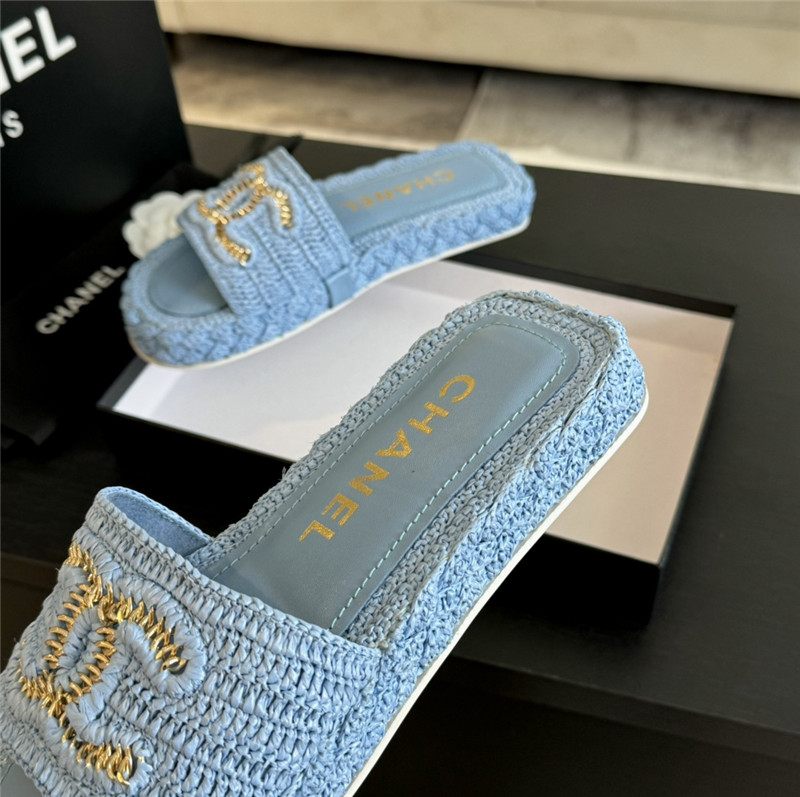 Ch**el crochet slide sandals in blue