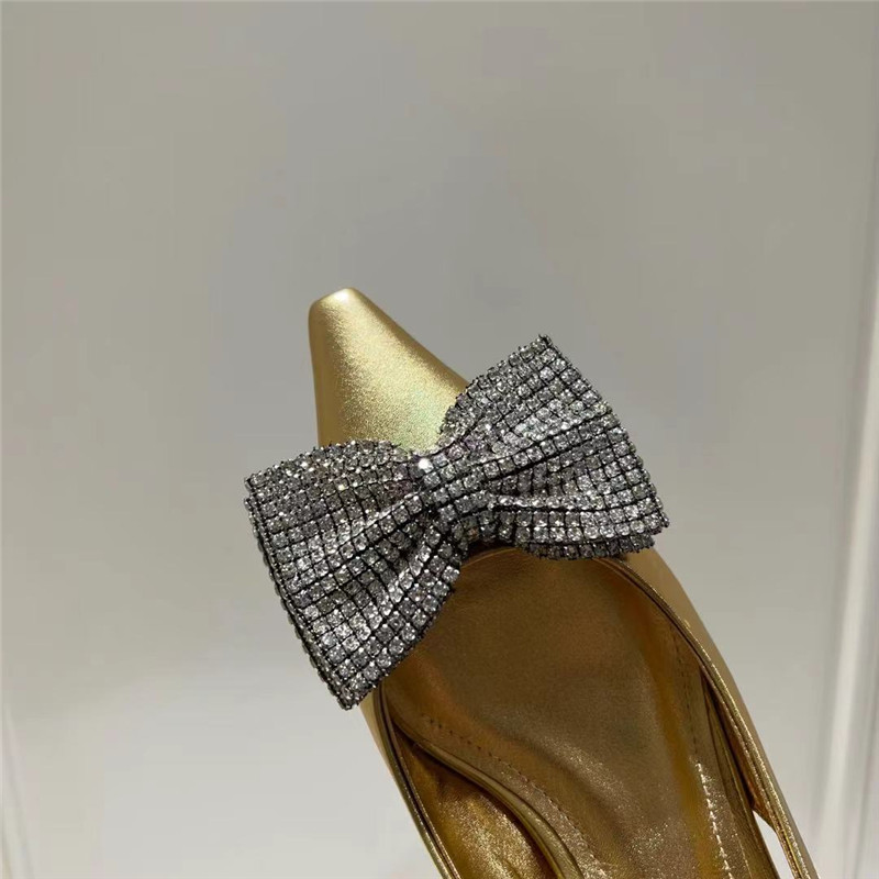 Dolce & Gabbana Gold Calfskin Slingbacks with Rhinestones