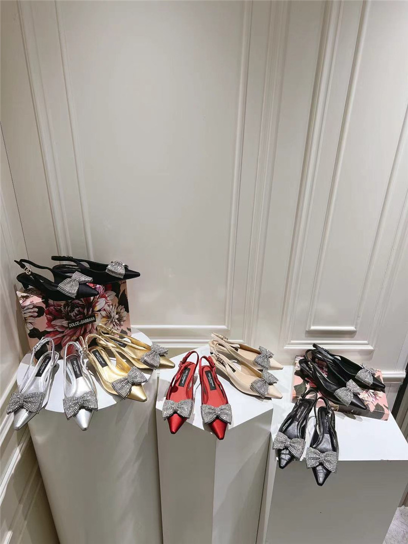 Dolce & Gabbana Black Calfskin Slingbacks with Rhinestones