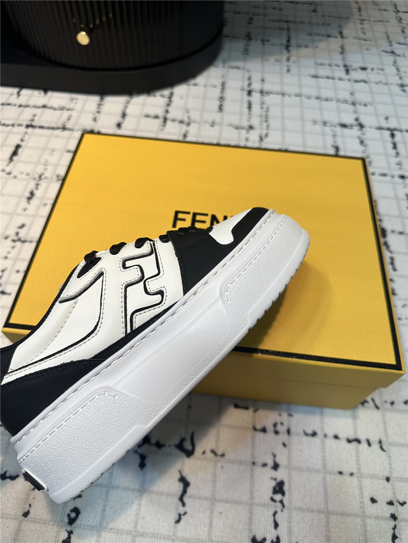 F**di match leather lace-up low top sneakers
