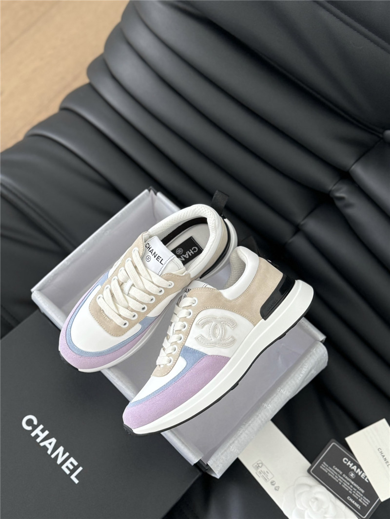 Ch**el suede lace-up sneakers