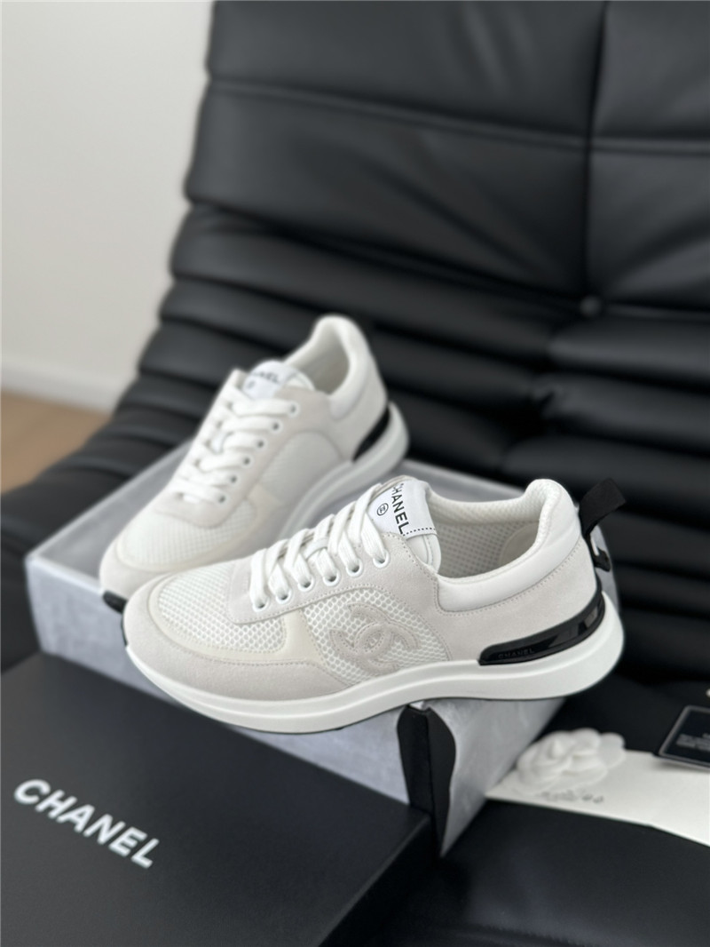 Ch**el suede lace-up sneakers in gray
