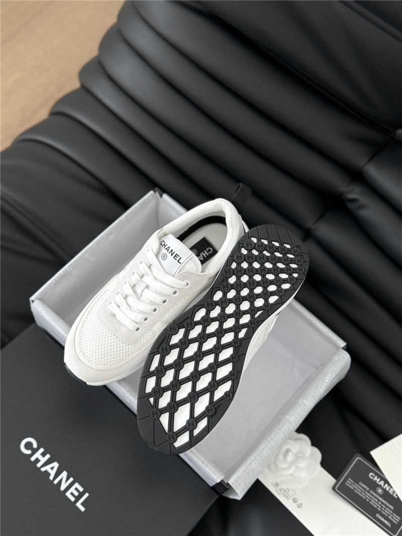 Ch**el suede lace-up sneakers in gray