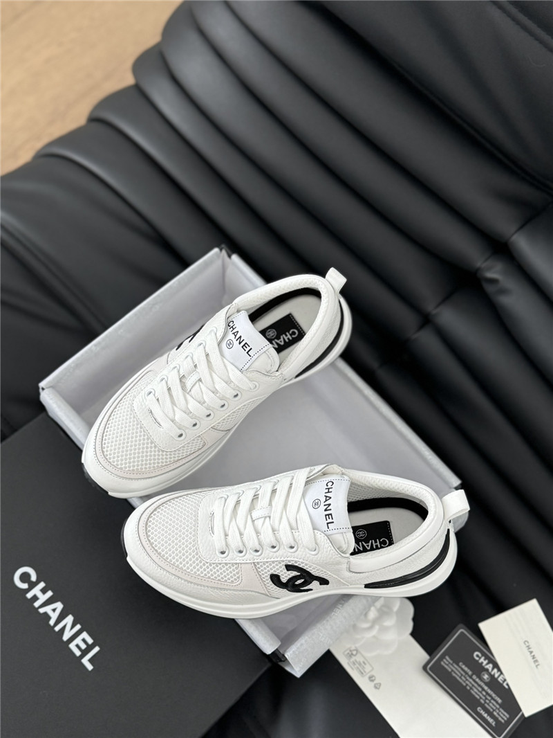 Ch**el suede lace-up sneakers in white