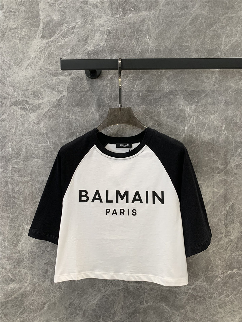 Balmain contrasting lettering short-sleeved T-shirt replica clothing