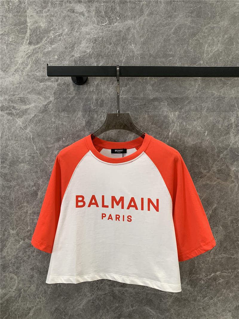 Balmain contrasting lettering short-sleeved T-shirt replica clothing