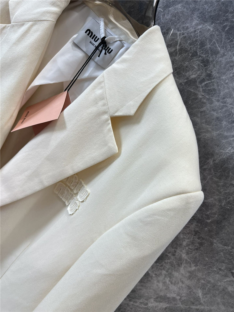 M1um1u lapel single-breasted white suit jacket replica clothes