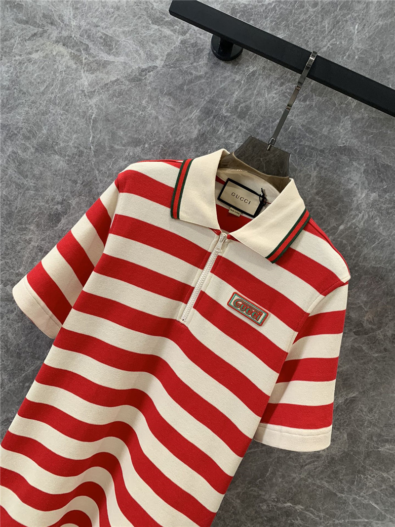 Gvc*1 red and white striped polo collar dress replica clothes