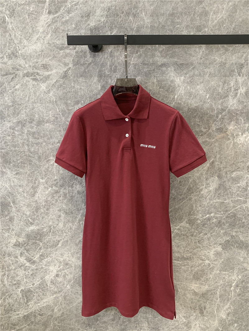 M1um1u lapel letter embroidered casual dress replica clothes
