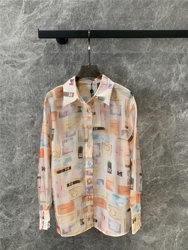 Ch**el label print long sleeve shirt replica clothes