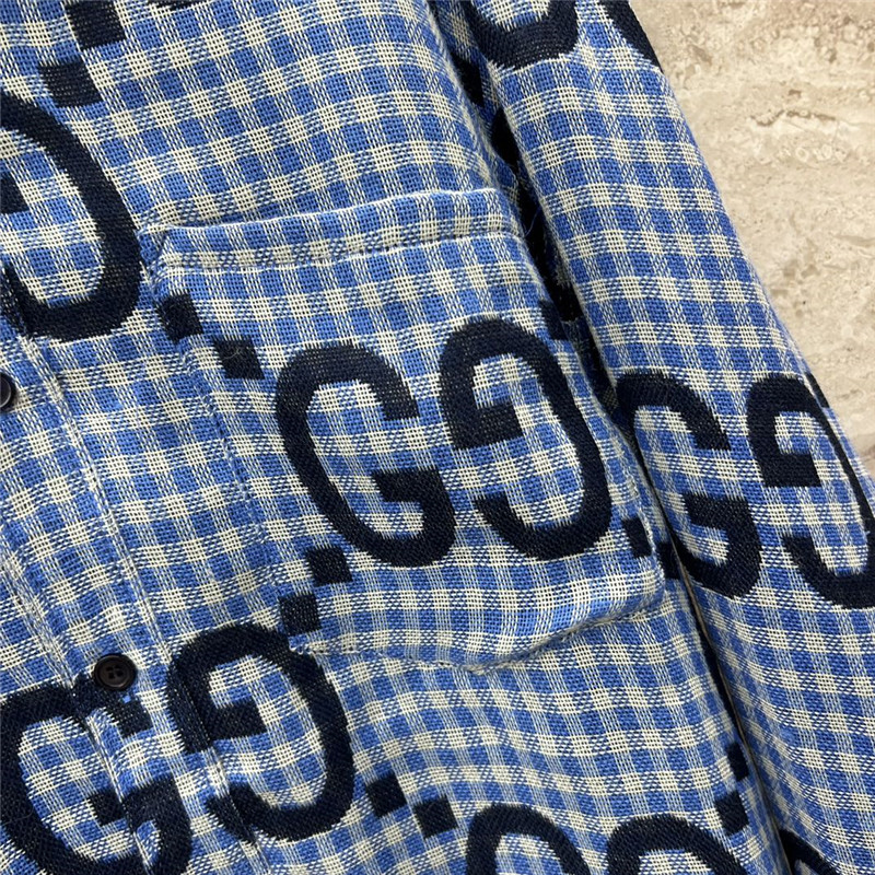 Gvc*1 haze blue fine check long-sleeved shirt replicas clothes
