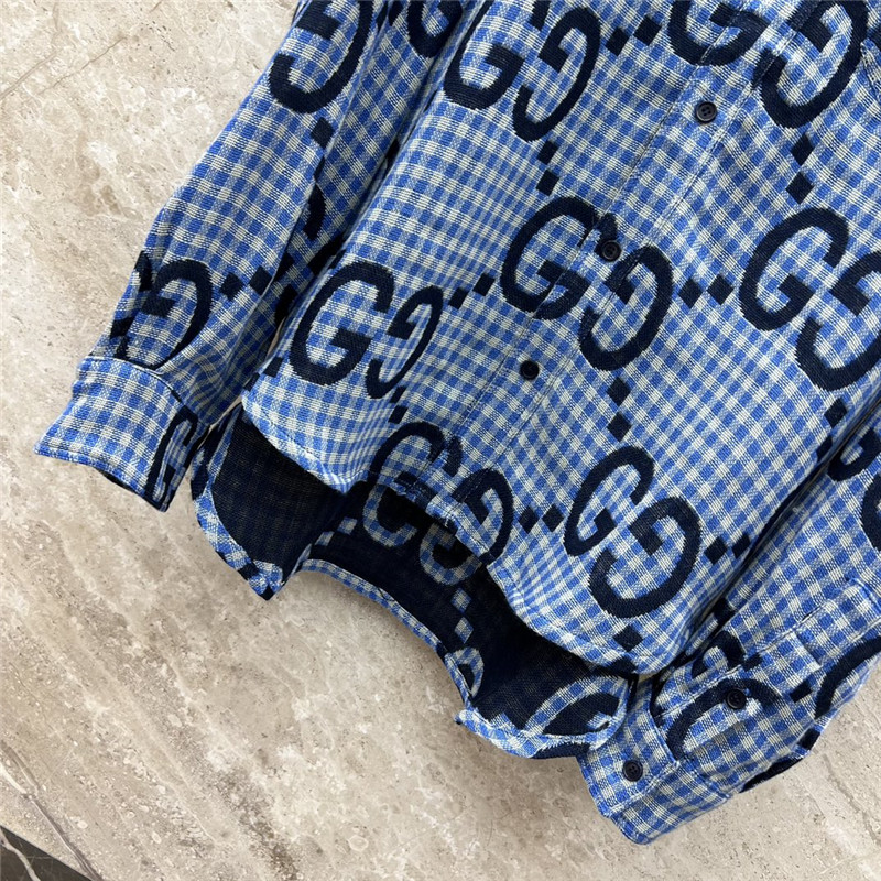 Gvc*1 haze blue fine check long-sleeved shirt replicas clothes