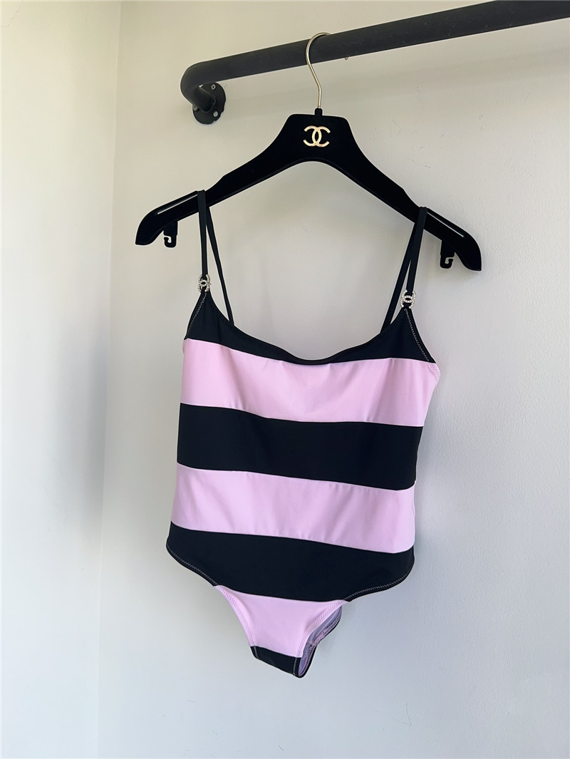 Ch**el contrast striped swimsuit replica d&g clothing