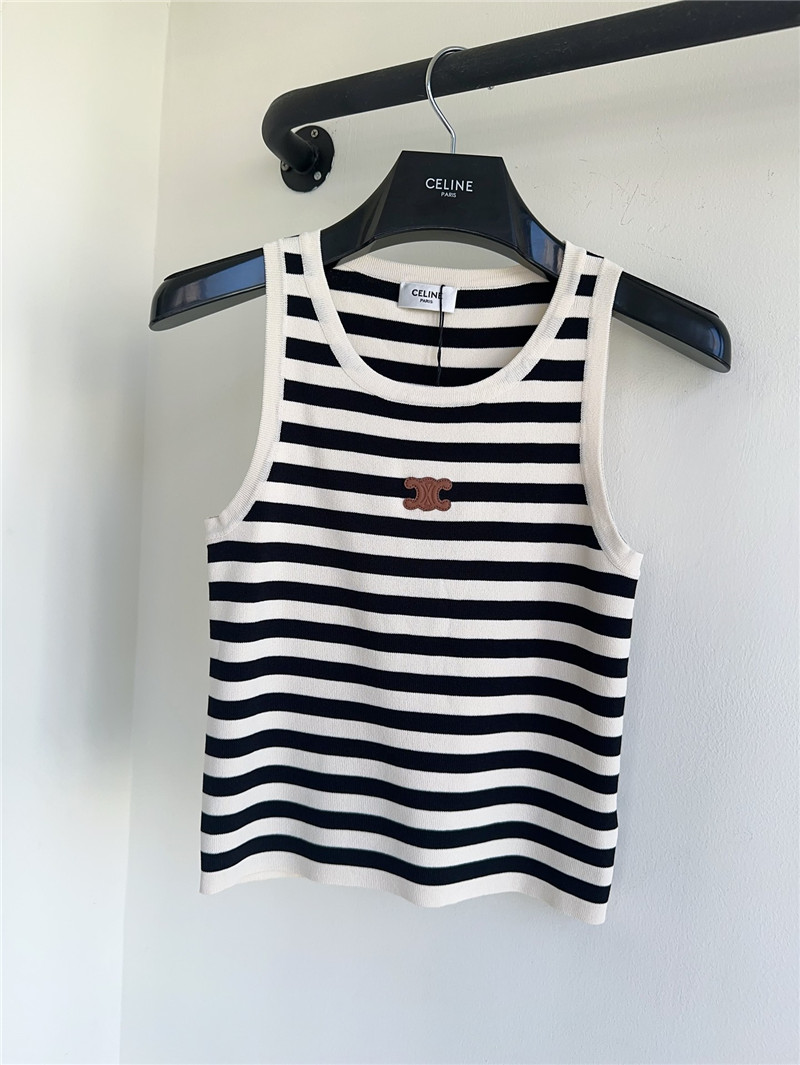 Ce1i*e striped leather brand knitted vest replica d&g clothing
