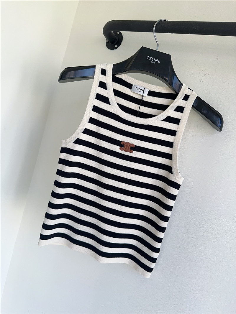 Ce1i*e striped leather brand knitted vest replica d&g clothing