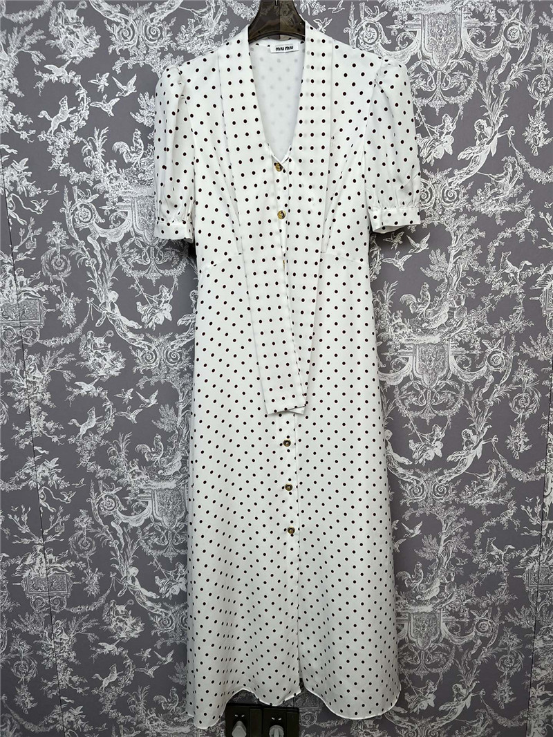 M1um1u retro polka dot short-sleeved dress replica clothes