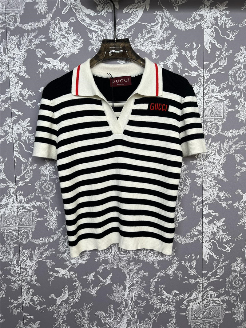 Gvc*1 knitted striped short sleeves replica designer clothes